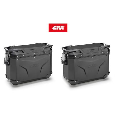 GIVI Trekker Outback Evo 48/37 coppia valigie laterali in alluminio nero sinistra 48 litri destra 37 litri