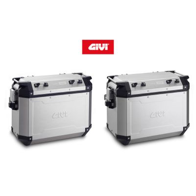 GIVI Trekker Outback 48/37 coppia valigie laterali in alluminio naturale sinistra 48 litri destra 37 litri