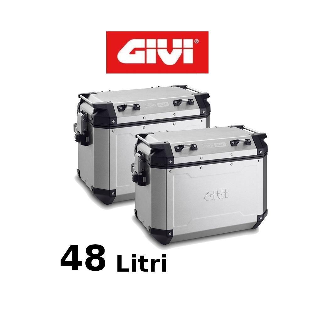 GIVI Trekker Outback 48 coppia valigie laterali in alluminio naturale 48 litri