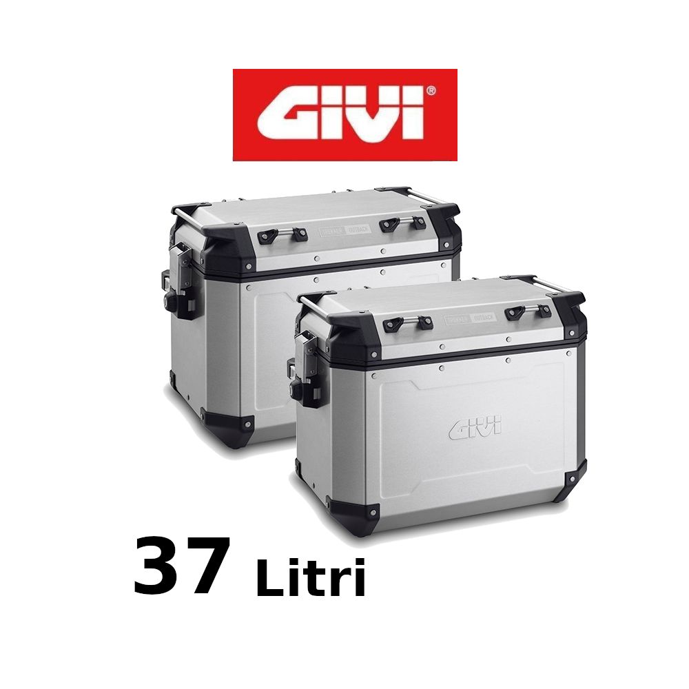 GIVI Trekker Outback 37 coppia valigie laterali in alluminio naturale 37 litri