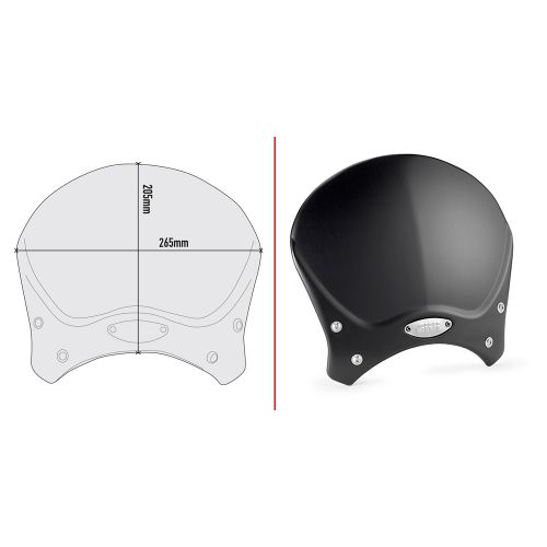 GIVI 100ALB Cupolino Race Cafe in alluminio anodizzato nero con attacchi per MORINI SEIEMEZZO 650 STR 2022 / 2023