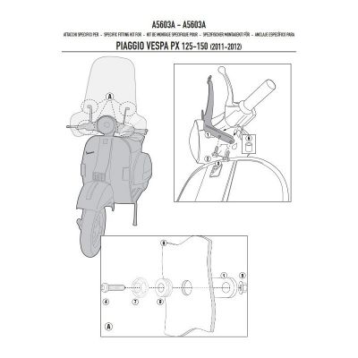 GIVI 642A Parabrezza trasparente con attacchi per PIAGGIO Vespa PX 125-150 2011 / 2017