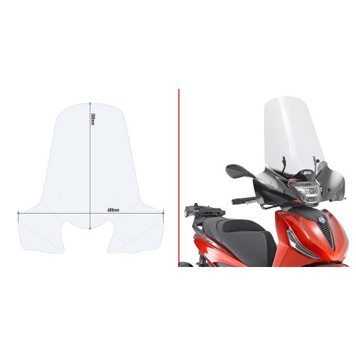 GIVI 5616A Parabrezza trasparente con attacchi per PIAGGIO Beverly 300-400 HPE 2021 / 2023