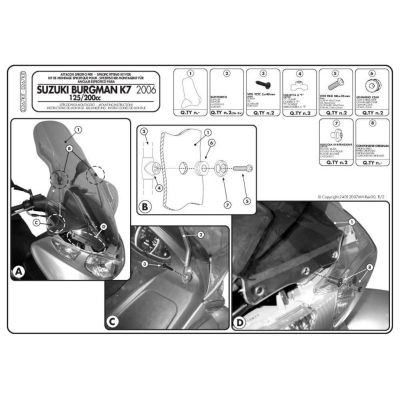 GIVI 3106DT Parabrezza trasparente con attacchi per SUZUKI BURGMAN 125 / 200 / ABS 2006 / 2021