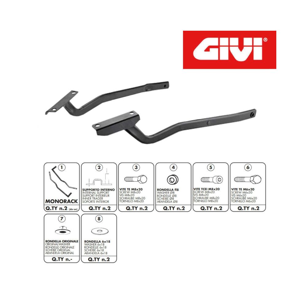 GIVI 526F Attacco posteriore per bauletto MONOKEY - MONOLOCK per SUZUKI GS 500 E 2001 / 2007 - GS 500 F 2004