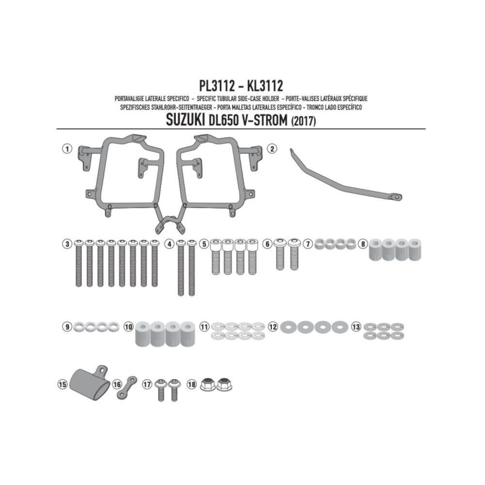GIVI PL3112 Portavaligie laterale per valigie MONOKEY o RETRO FIT per SUZUKI DL 650 V-STROM 2017 / 2023