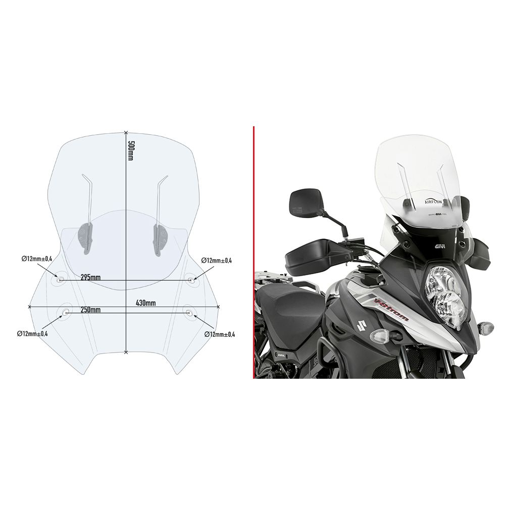 GIVI AF3112 Cupolino scorrevole AIRFLOW trasparente per SUZUKI DL 650 V-STROM 2017 / 2023