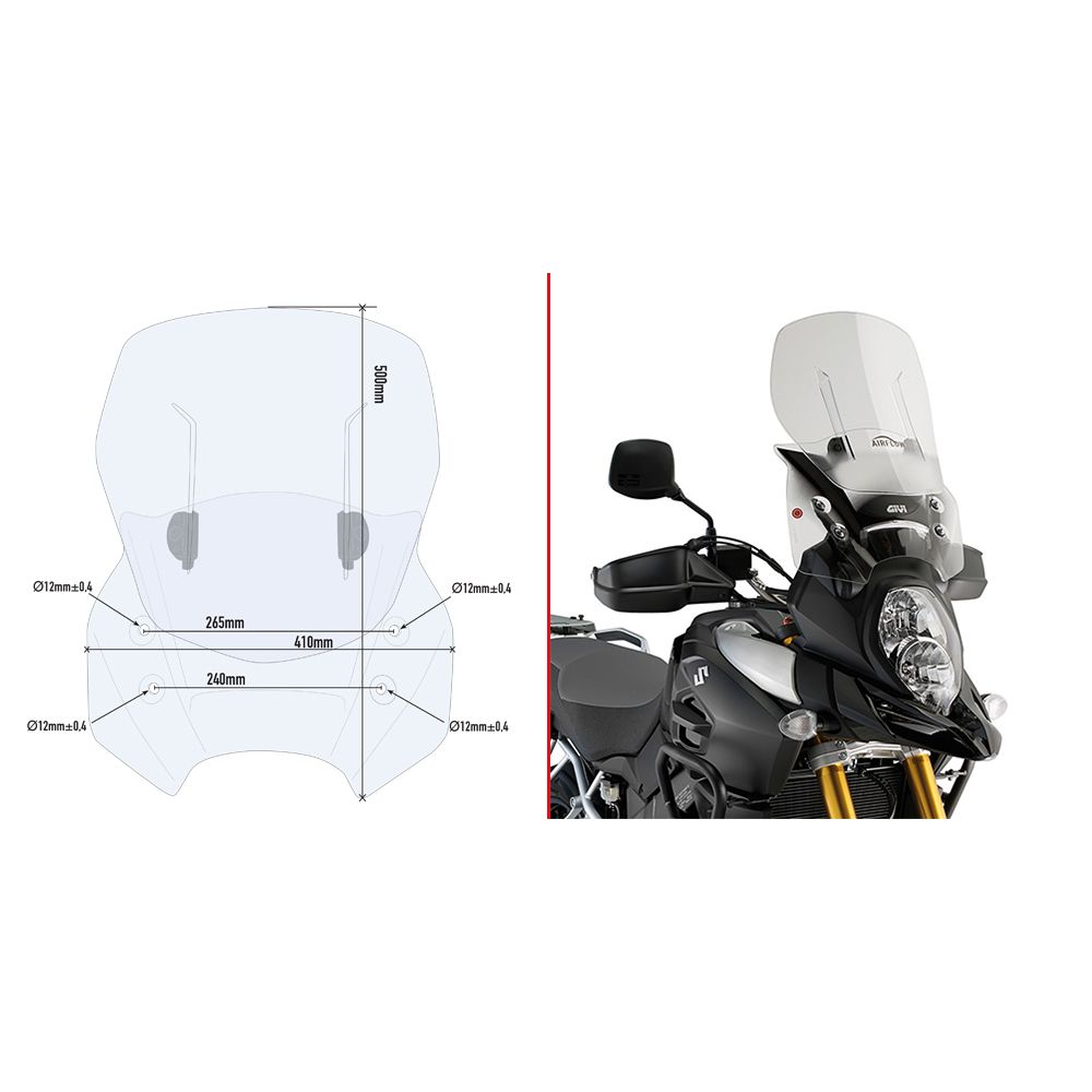 GIVI AF3105 Cupolino scorrevole AIRFLOW trasparente per SUZUKI V-STROM 1000 2014 / 2019