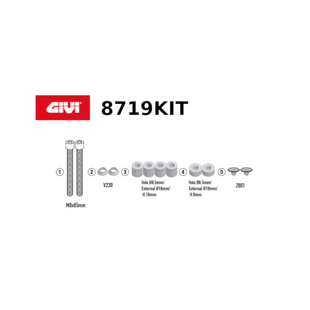 GIVI 8719KIT Kit specifico per montare i portavaligie laterali PL8717 e PLOS8717CAM per BENELLI TRK 702 - TRK 702 X 2023 / 2024