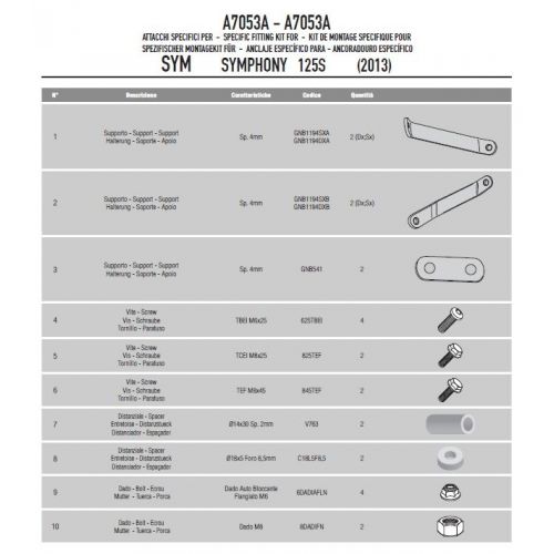 GIVI 7053A Parabrezza trasparente con attacchi per SYM symphony s 50-125-150-151 2009 / 2020