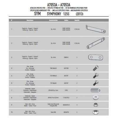 GIVI 7053A Parabrezza trasparente con attacchi per SYM symphony s 50-125-150-151 2009 / 2020