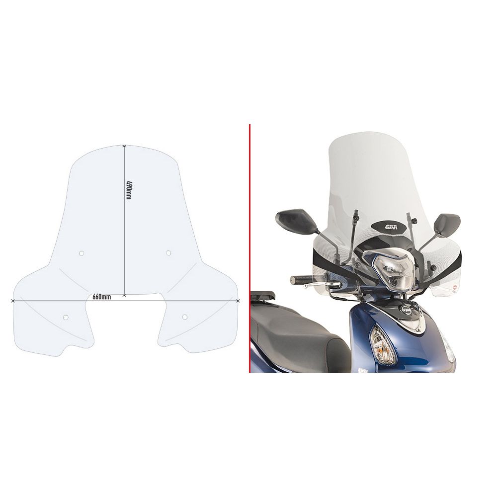 GIVI 7057A Parabrezza trasparente con attacchi per SYM symphony 125 euro 5 2020