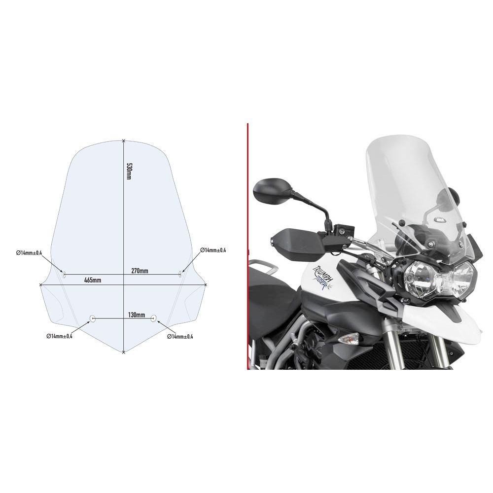 GIVI 6401DT Cupolino trasparente con attacchi per TRIUMPH TIGER 800 / XC / XR 2011 / 2017