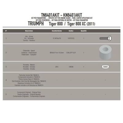 GIVI TN6401AKIT Kit specifico per montare il paramotore TN6409 su TRIUMPH Tiger 800 / XC / XR 2011