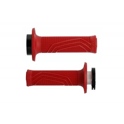 DOMINO coppia manopole rosse D-Lock con ghiere Push-Pull