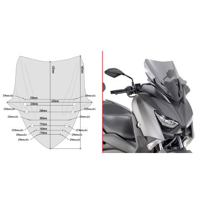 GIVI D2136S Parabrezza basso sportivo fumé per YAMAHA X-MAX 125 2018/2022 - X-MAX 300 2017/2022 - X-MAX 400 2018/2021