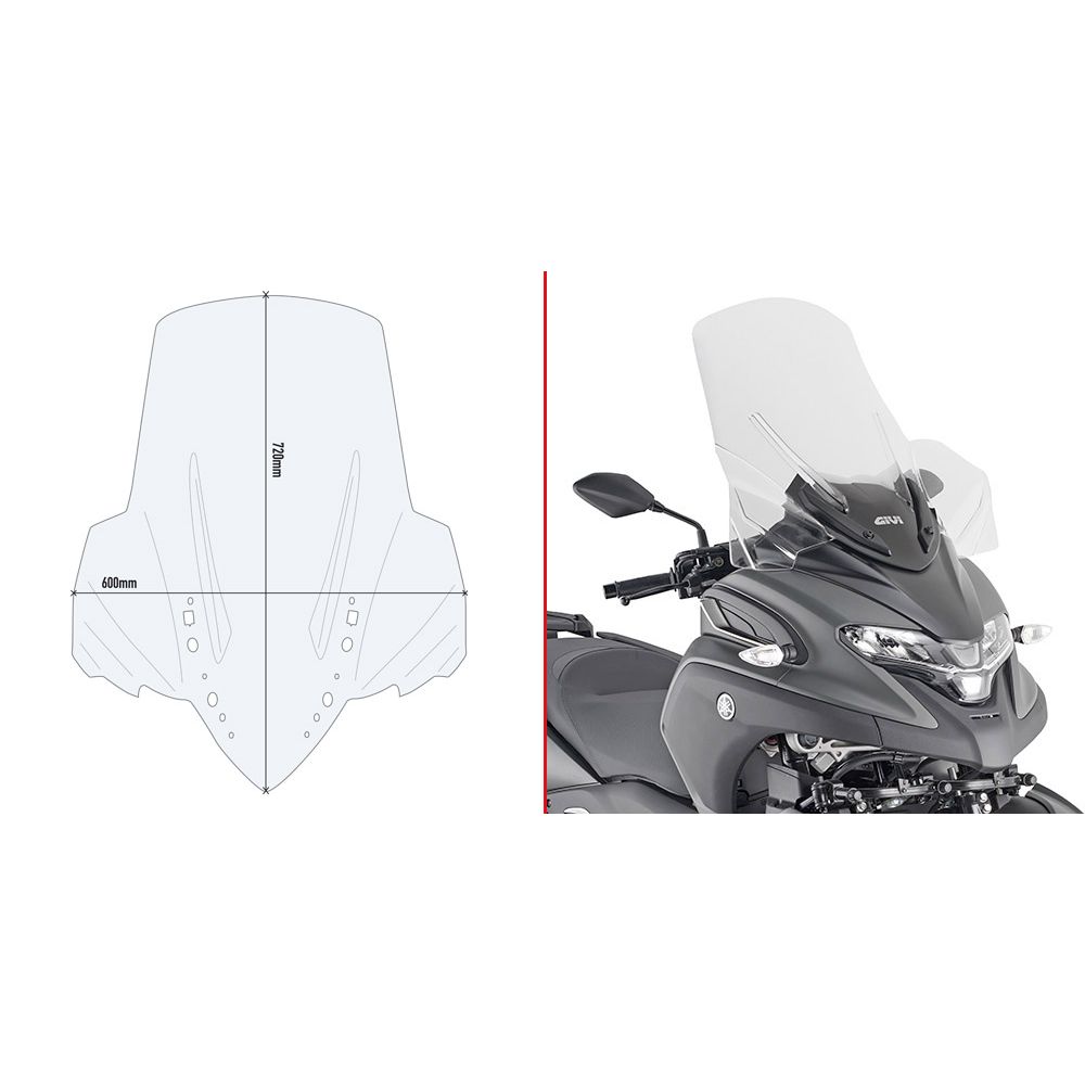 GIVI D2149ST Parabrezza trasparente per YAMAHA TRICITY 300 2020 / 2023