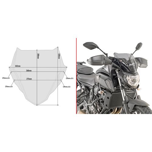 GIVI A2140 Cupolino fumè per YAMAHA MT-07 2018 / 2020