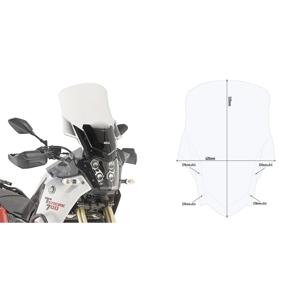 GIVI D2145ST Cupolino trasparente per YAMAHA TENERE 700 2019 / 2024