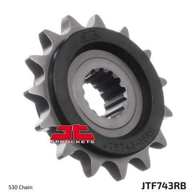 JT JTF743.15RB Pignone in acciaio con gomma antirumore passo 530 denti 15