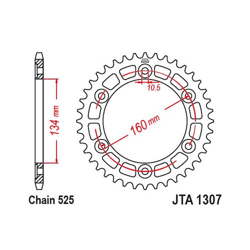 JT JTR1307.41ZBK Corona in acciaio zincato nero passo 525 denti 41