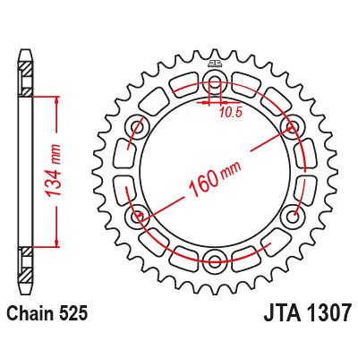 JT JTR1307.41ZBK Corona in acciaio zincato nero passo 525 denti 41