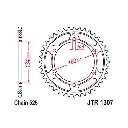 JT JTR1307.41 Corona in acciaio passo 525 denti 41