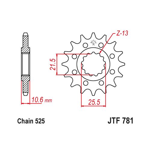 JT JTF781.14 Pignone in acciaio passo 525 denti 14