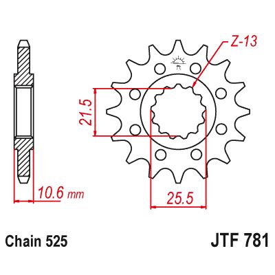 JT JTF781.14 Pignone in acciaio passo 525 denti 14