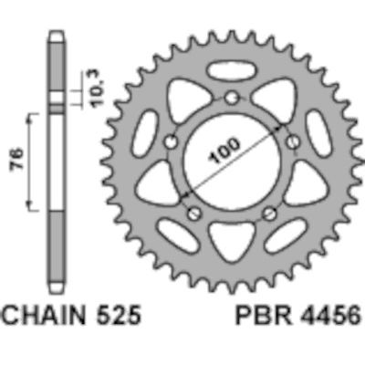 PBR 4456 Corona in acciaio passo 525 denti 36