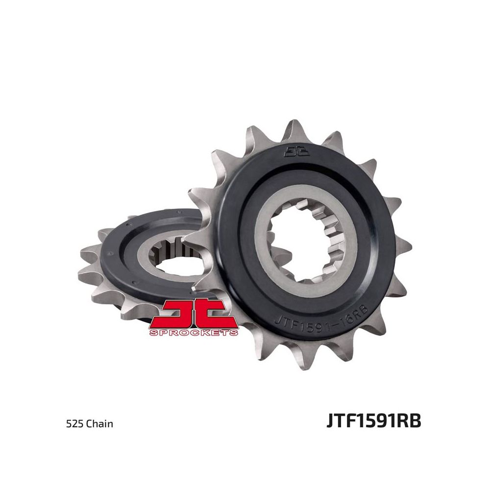 JT JTF1591.16RB Pignone in acciaio con gomma antirumore passo 525 denti 16