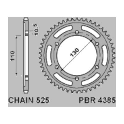 PBR 4385 Corona in acciaio passo 525 denti 42