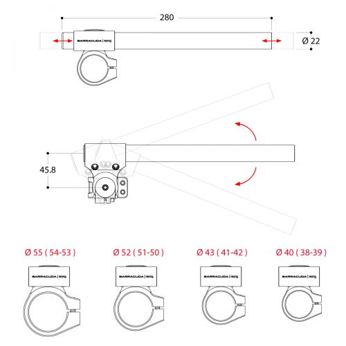 BARRACUDA Semi Manubri per forcelle diametro a scelta 40 - 43 - 52 - 55